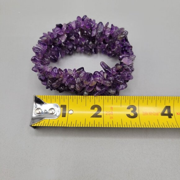 Amethyst Chip Stretch Bracelet Handmade Natural Stone Jewelry - Picture 5 of 6